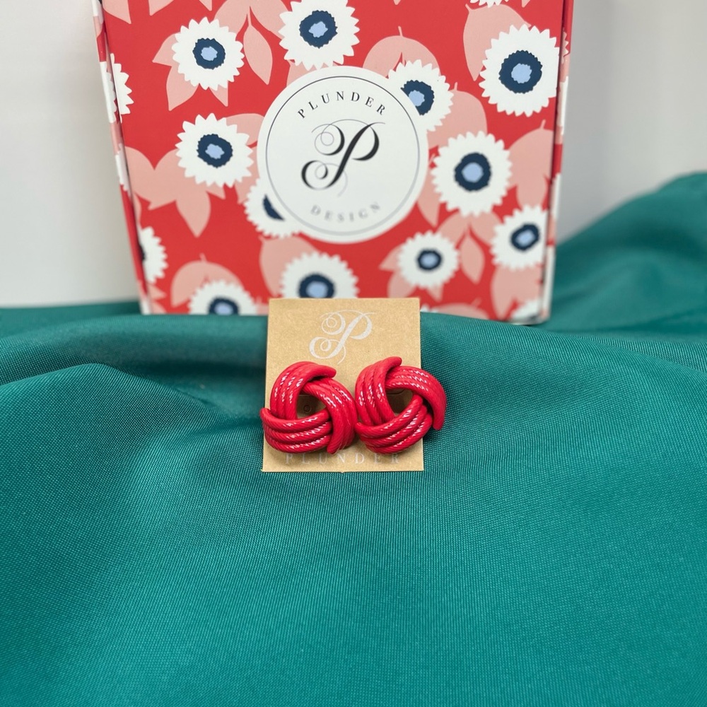 Plunder Red Knot Earrings